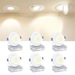 Ensenior 6 Pack 4 inch Gimbal Led Recessed Light with Junction Box, 90° Adjustable Directional Eyeball Lighting, Dimmable, 2700K/3000K/3500K/4000K/5000K, 900LM, 9W=85W-ETL&FCC Certified