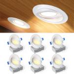 Ensenior 6 Pack 4 inch LED Gimbal Led Recessed Light with Junction Box, 2700K-5000K 5CCT, 360°+90° Adjustable Directional Eyeball Lighting, Dimmable, CRI90+, 900LM, 9W=85W, 120V-ETL&FCC