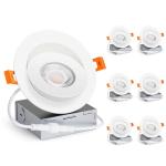ANGELEAF 6 Pack 4 inch 5CCT LED Gimbal Recessed Light with Junction Box, 360°+90° Adjustable Directional Eyeball Lighting, Dimmable, Wall Switch, 2700K/3000K/3500K/4000K/5000K, 950LM, 10W=86W-ETL&FCC
