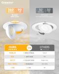 Ensenior 6 Pack 4 inch LED Gimbal Led Recessed Light with Junction Box, 2700K-5000K 5CCT, 360°+90° Adjustable Directional Eyeball Lighting, Dimmable, CRI90+, 900LM, 9W=85W, 120V-ETL&FCC