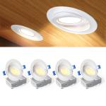 Ensenior 4 Pack 4 inch LED Gimbal Led Recessed Light with Junction Box, 2700K-5000K 5CCT, 360°+90° Adjustable Directional Eyeball Lighting, Dimmable, CRI90+, 900LM, 9W=85W, 120V-ETL&FCC