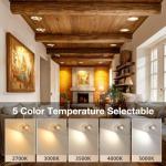 Amico 4 Pack 4 Inch 5CCT Gimbal LED Recessed Lighting, 360°&90° Adjustable Eyeball Directional Downlight, Dimmable, 2700K/3000K/3500K/4000K/5000K Selectable, CRI90+ 9W 700LM, ETL&FCC