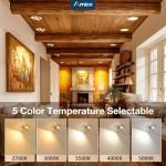 Amico 12 Pack 4 Inch 5CCT Gimbal LED Recessed Lighting, 360°&90°Adjustable Eyeball Directional Downlight, Dimmable, 2700K/3000K/3500K/4000K/5000K Selectable, 9W 700LM CRI90+, White, ETL&FCC