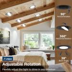 Amico 12 Pack 6 Inch 5CCT Gimbal LED Recessed Lighting, 360°&90°Adjustable Eyeball Directional Downlight, Dimmable, 2700K/3000K/3500K/4000K/5000K Selectable, 12W 1200LM CRI90+, Black, ETL&FCC