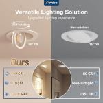 Amico 4 Pack 4 Inch 5CCT Gimbal LED Recessed Lighting, 360°&90° Adjustable Eyeball Directional Downlight, Dimmable, 2700K/3000K/3500K/4000K/5000K Selectable, CRI90+ 9W 700LM, ETL&FCC