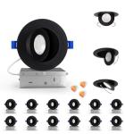Aosclex 4 Inch 5CCT Gimbal LED Recessed Lights with Jbox, 360°+90° Adjustable Directional Recessed Lighting, 2700K-5000K Selectable, Dimmable Eyeball Canless Lights, 10W 980LM, ETL (Black, 12 Pack)