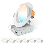 ASD 4 Inch Gimbal LED Recessed Light, 9W 5CCT 2700K-5000K CRI90+, Adjustable 355° & 90° Eyeball Lights, IC Rated Dimmable Downlight, Ceiling Air Tight Directional Lighting, ES & ETL, White, 6 Pack