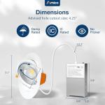 Amico 6 Pack 4 Inch 5CCT Gimbal LED Recessed Lighting, 360°&90° Adjustable Eyeball Directional Downlight, Dimmable, 2700K/3000K/3500K/4000K/5000K Selectable, CRI90+ 9W 700LM, ETL&FCC