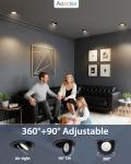 Aosclex 4 Inch 5CCT Gimbal LED Recessed Lights with Jbox, 360°+90° Adjustable Directional Recessed Lighting, 2700K-5000K Selectable, Dimmable Eyeball Canless Lights, 10W 980LM, ETL (Black, 12 Pack)