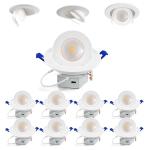 Adetu 6 inch 5CCT Gimbal Led Recessed Lights, 360°+90° Adjustable Directional Recessed Lighting, 2700K/3000K/3500K/4000K/5000K Dimmable Remodel Eyeball Canless Downlight with Jbox, ETL (White, 8 Pack)