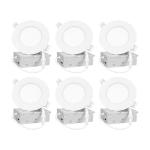 EOSMILE 4 inch 6 Pack Recessed Lighting, 5CCT LED Recessed Light with Junction Box, Dimmable Canless Wafer Downlight,2700K-5000K Selectable, 9W, 120V, 750LM, ETL FCC