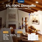 Amico 6 Pack 4 Inch 5CCT Gimbal LED Recessed Lighting, 360°&90° Adjustable Eyeball Directional Downlight, Dimmable, 2700K/3000K/3500K/4000K/5000K Selectable, CRI90+ 9W 700LM, ETL&FCC