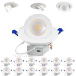Adetu Recessed Lighting 6 inch, 360°+90° Adjustable Directional 6 inch Gimbal Led Recessed Light, 2700K-5000K 5CCT Dimmable Retrofit Eyeball Can Recessed Lights with Jbox, ET (White-12 Pack)