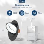 Amico 12 Pack 6 Inch 5CCT Gimbal LED Recessed Lighting, 360°&90°Adjustable Eyeball Directional Downlight, Dimmable, 2700K/3000K/3500K/4000K/5000K Selectable, 12W 1200LM CRI90+, Black, ETL&FCC