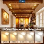 Amico 24 Pack 6 Inch 5CCT Gimbal LED Recessed Lighting, 360°&90° Adjustable Eyeball Directional Downlight, Dimmable, 2700K/3000K/3500K/4000K/5000K Selectable, CRI90+ 12W 1200LM, ETL&FCC