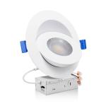 zouzai 6 inch 5CCT Gimbal Led Recessed Lights, 360°+90° Adjustable Directional Recessed Lighting, 2700K/3000K/3500K/4000K/5000K Dimmable Retrofit Eyeball Can Lights with Jbox, ETL(White, 1 Pack)