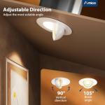 Amico 6 Pack 4 Inch Eyeball Gimbal Retrofit Can Lights, 90° Adjustable Directional 5CCT LED Recessed Lights, Dimmable, 2700K/3000K/3500K/4000K/5000K Selectable, 9W 700LM, ETL&FCC