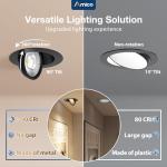 Amico 1 Pack 4 Inch 5CCT Black Eyeball Gimbal LED Recessed Lights, 360°&90° Adjustable Angle, Directional Dimmable Downlight, 2700K/3000K/3500K/4000K/5000K Selectable, 9W CRI90+, ETL&FCC