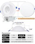 Adetu 6 inch 5CCT Gimbal Led Recessed Lights, 360°+90° Adjustable Directional Recessed Lighting, 2700K/3000K/3500K/4000K/5000K Dimmable Remodel Eyeball Canless Downlight with Jbox, ETL (White, 8 Pack)