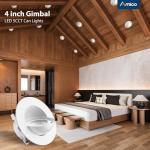 Amico 6 Pack 4 Inch Eyeball Gimbal Retrofit Can Lights, 90° Adjustable Directional 5CCT LED Recessed Lights, Dimmable, 2700K/3000K/3500K/4000K/5000K Selectable, 9W 700LM, ETL&FCC