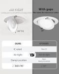 Adetu Recessed Lighting 6 inch, 360°+90° Adjustable Directional 6 inch Gimbal Led Recessed Light, 2700K-5000K 5CCT Dimmable Retrofit Eyeball Can Recessed Lights with Jbox, ET (White-12 Pack)