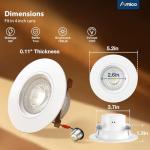 Amico 6 Pack 4 Inch Eyeball Gimbal Retrofit Can Lights, 90° Adjustable Directional 5CCT LED Recessed Lights, Dimmable, 2700K/3000K/3500K/4000K/5000K Selectable, 9W 700LM, ETL&FCC