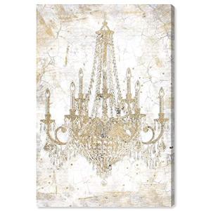 Chic Gold and White Chandelier Canvas Art