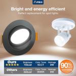 Amico 1 Pack 4 Inch 5CCT Black Eyeball Gimbal LED Recessed Lights, 360°&90° Adjustable Angle, Directional Dimmable Downlight, 2700K/3000K/3500K/4000K/5000K Selectable, 9W CRI90+, ETL&FCC