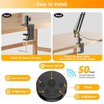 SKYLEO Led Desk Lamp for Home Office - 2400LM Ultra Bright Desk Light -Eye Caring Desk Lamp with Clamp - Adjustable Office Lamp with Remote Control- Easy Installation - 24W Black