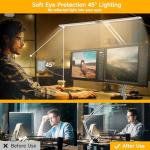 SKYLEO Led Desk Lamp for Home Office - 2400LM Ultra Bright Desk Light -Eye Caring Desk Lamp with Clamp - Adjustable Office Lamp with Remote Control- Easy Installation - 24W White