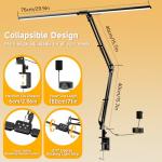 SKYLEO Led Desk Lamp for Home Office - 2400LM Ultra Bright Desk Light -Eye Caring Desk Lamp with Clamp - Adjustable Office Lamp with Remote Control- Easy Installation - 24W Black