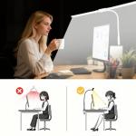 LED Desk Lamp with Clamp, Double Head Adjustable Architect Light, Eye-Caring Monitor Desk Lamp for Home Office, Flexible Gooseneck Task Lamp with 10 Brightness Levels & 5 Color Temperature Modes White