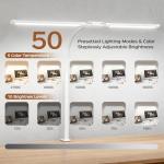 LED Desk Lamp with Clamp, Double Head Adjustable Architect Light, Eye-Caring Monitor Desk Lamp for Home Office, Flexible Gooseneck Task Lamp with 10 Brightness Levels & 5 Color Temperature Modes White