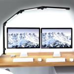 vimeepro LED Desk Lamp with Clamp & Flexible Arm - 3 Light Sources, 4 Color Modes & 5 Brightness Levels, Eye-Caring Table Light with Memory Function