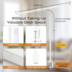 LED Desk Lamp with Clamp, Double Head Adjustable Architect Light, Eye-Caring Monitor Desk Lamp for Home Office, Flexible Gooseneck Task Lamp with 10 Brightness Levels & 5 Color Temperature Modes White
