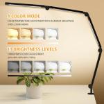 AILBTON Bright LED Desk Lamp with Clamp,Eye Caring Architect Led Desk Lights with Adjustable Swing Arm for Office Home,Dimming and Tempering Led Table Light