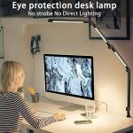 vimeepro LED Desk Lamp with Clamp & Flexible Arm - 3 Light Sources, 4 Color Modes & 5 Brightness Levels, Eye-Caring Table Light with Memory Function