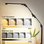 vimeepro LED Desk Lamp with Clamp & Flexible Arm - 3 Light Sources, 4 Color Modes & 5 Brightness Levels, Eye-Caring Table Light with Memory Function