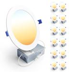 Ensenior 12 Pack 7 Inch LED Recessed Ceiling Light, Dimmable, 2700K-5000K 5CCT, 1600LM 15W 120V, High Brightness Canless Wafer Downlight - ETL&FCC&IC