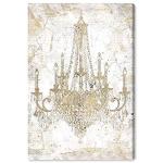Gold and White Chandelier Canvas Wall Art