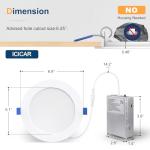 icicar 12 Pack 6 Inch LED Recessed Ceiling Lights, Dimmable 2700K-5000K 5CCT 1200LM 12W 120V High Brightness Canless Wafer Downlight - ETL&FCC&IC
