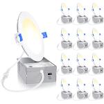 Ensenior 12 Pack 4 Inch LED Recessed Light, Dimmable, 3000K-5000K 3CCT, 750LM High Brightness, 9W 120V, 3 Pin, ERL-9X-ETL, Damp Rated, Ultra-Thin Canless Wafer Ceiling Light - ETL & FCC & IC