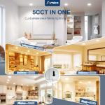 Amico 12 Pack 6 Inch CRI90+ 5CCT Ultra-Thin LED Recessed Ceiling Light, 2700K-5000K Selectable, 1100LM 15W, High Brightness Dimmable Canless Wafer Downlight - ETL&FCC&IC