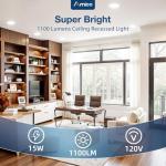 Amico 12 Pack 6 Inch CRI90+ 5CCT Ultra-Thin LED Recessed Ceiling Light, 2700K-5000K Selectable, 1100LM 15W, High Brightness Dimmable Canless Wafer Downlight - ETL&FCC&IC