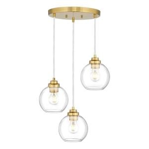 Gold Cluster Pendant Light with Clear Glass 3-Light