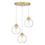 Gold Cluster Pendant Light with Clear Glass 3-Light