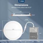 Amico 12 Pack 6 Inch CRI90+ 5CCT Ultra-Thin LED Recessed Ceiling Light, 2700K-5000K Selectable, 1100LM 15W, High Brightness Dimmable Canless Wafer Downlight - ETL&FCC&IC