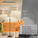 Dimmable Arc Floor Lamp with Beige Shades