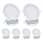 EOSMILE 6 Pack 6 Inch LED Recessed Light, Dimmable,5CCT 2700K-5000K Daylight, 1100LM High Brightness, 12W, 120V, Damp Rated, Ultra-Thin Canless Wafer Light - ETL FCC
