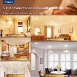 Amico 12 Pack 3 Inch 5CCT LED Recessed Ceiling Light with Night Light, 2700K/3000K/3500K/4000K/5000K Selectable Ultra-Thin Recessed Lighting, 7W=65W, 500LM, Dimmable Canless Wafer Downlight ETL&FCC